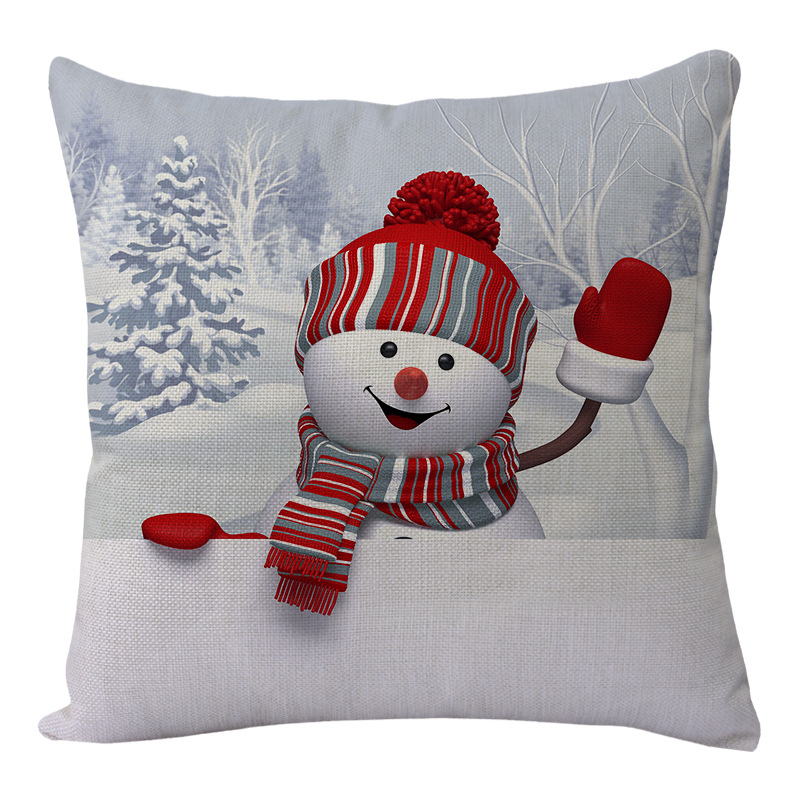 Cross-border Cartoon Snowman Series Santa Claus Pillowcase Holiday Series Christmas Decorative Cushion Wholesale
