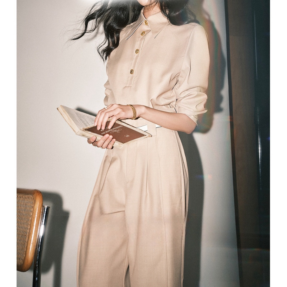 Four Seasons wear suit old money style TR thick twill texture irregular oblique cut top suit pants inner wear spring suit