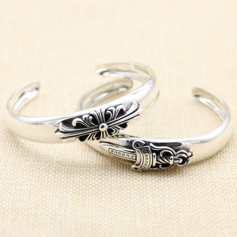 Браслет с крестом из стерлингового серебра S925 в стиле панк для мужчин и женщин, открытый, модные уличные аксессуары, браслет с мечом