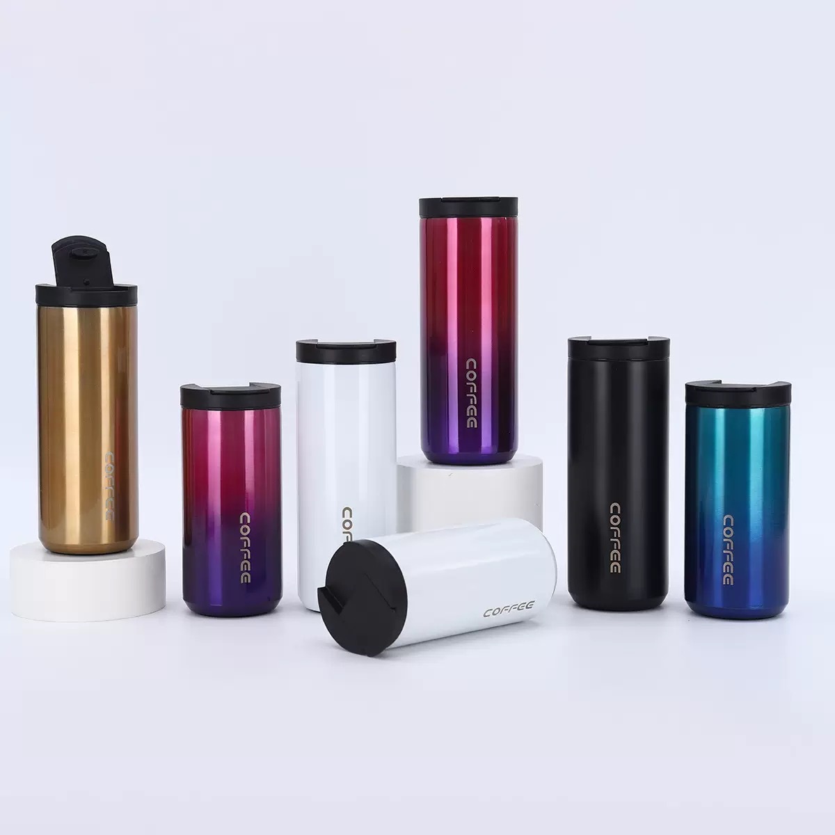 Foreign Trade Cross-Border 304 Simple Creative Coffee Cup Outdoor Portable Double-Layer Leak-Proof Men's and Women's Thermos Cup Car Cup