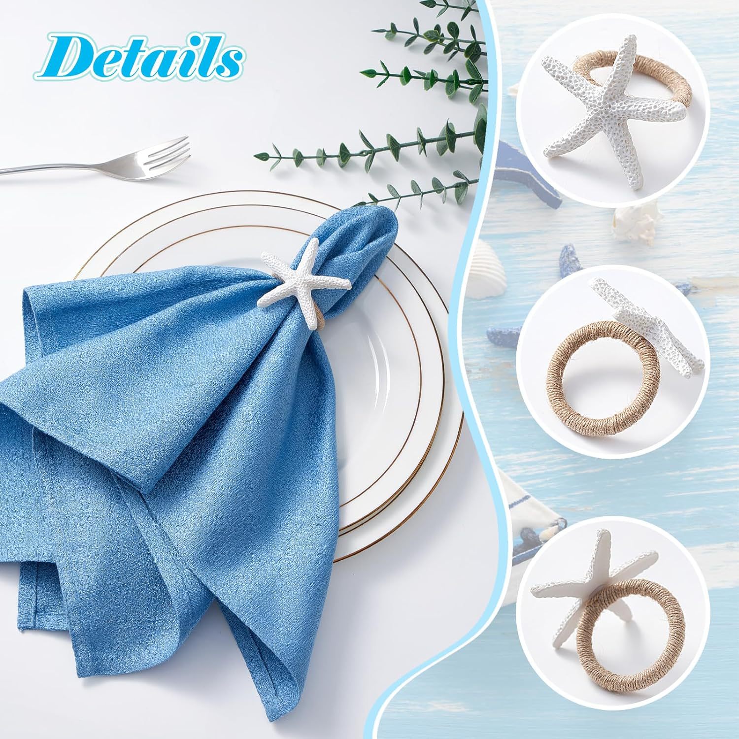 Cross-Border Hot-Selling Starfish Napkin Rings, New Amazon Napkin Holders, European-Style Simple Napkin Rings, Wholesale from Foreign Trade Manufacturers