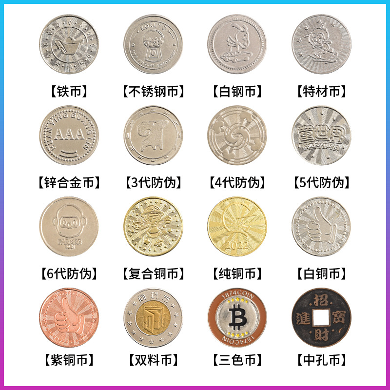Game Currency Custom-Made Anti-Counterfeiting Tokens Custom-Made Learning Points Reward Activity Metal Coin Machine Video Game City Catching Machine