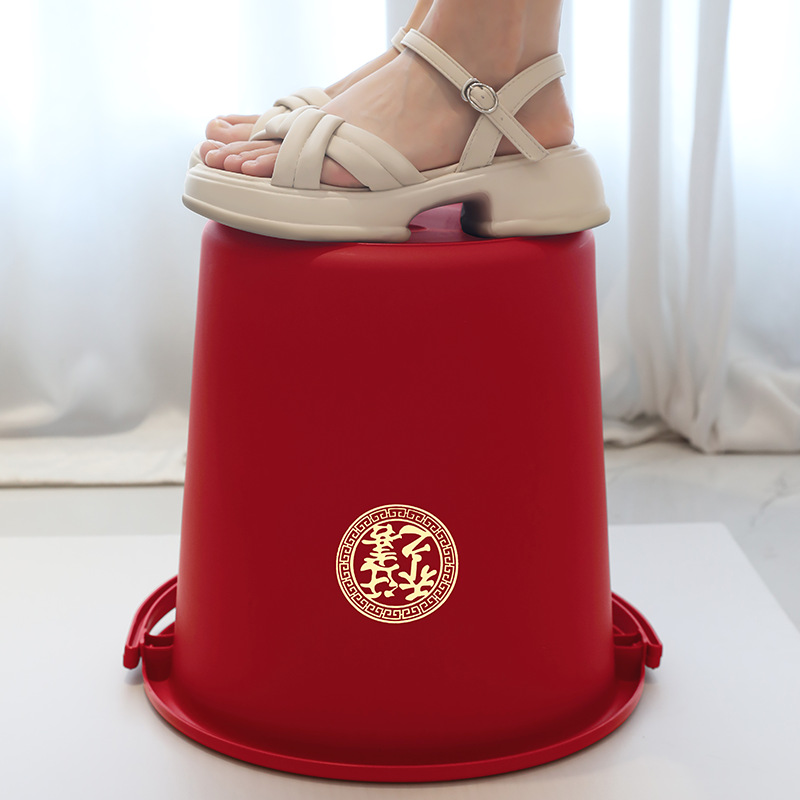 Festive household rice bucket plastic bucket housewarming new home decoration with lid bucket moving house ceremony supplies