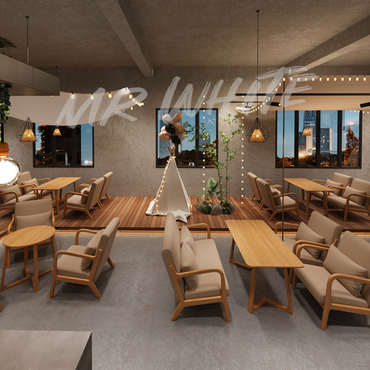 High-Elastic Sponge Technology Fabric, Comfortable and Elegant, Coffee Shop Sofa Chair, Stain-Resistant, Three-Proof Milk Tea Shop Table and Chair Combination