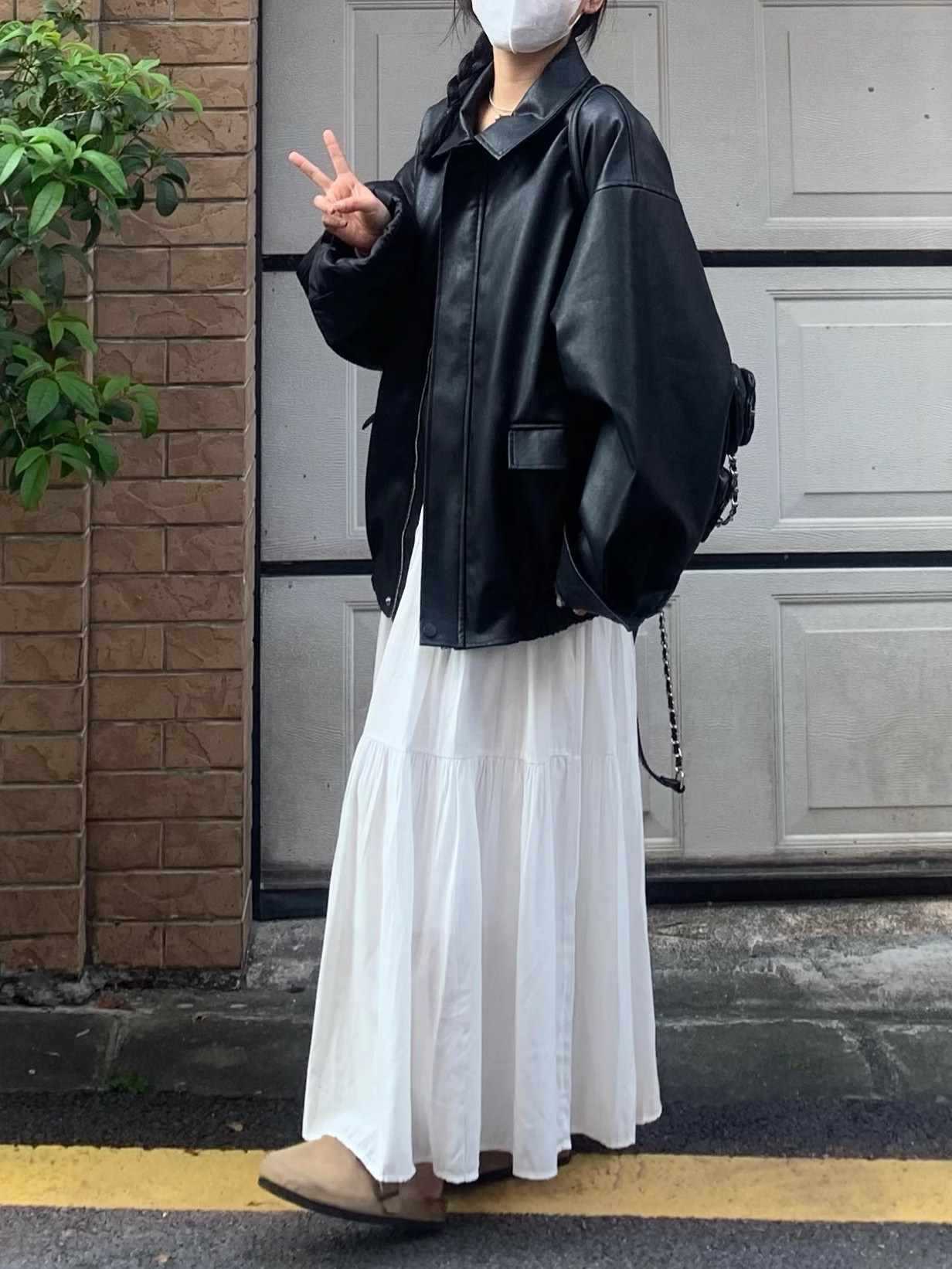 Hong Kong-style Korean-style Retro Loose Motorcycle Leather Jacket Women's 2024 New American-style All-match Top Jacket