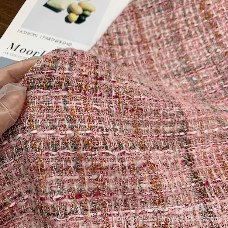 Серая розовая ткань в стиле шанель, шершавая, для пальто и костюмов