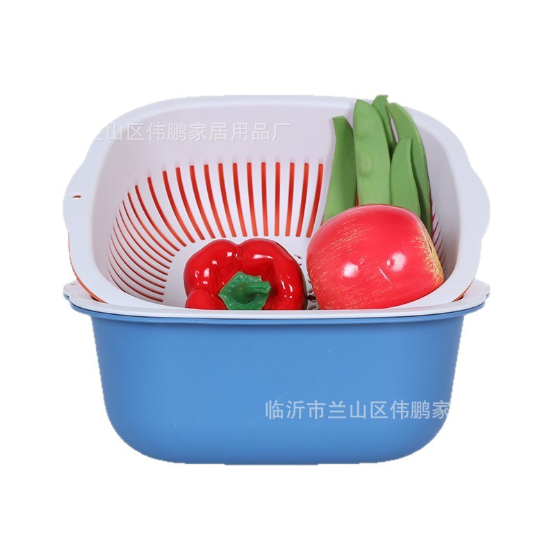 Multifunctional Double-Layer Drain Basket Household Kitchen Sink Strawberry Bear Cartoon Drain Basket Thickeneded and Printable Logo