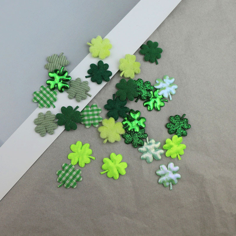 Двусторонние тканевые аксессуары 2 см, четырехлистный клевер, DIY, аксессуары для волос, материалы, декор для одежды, обуви, носок