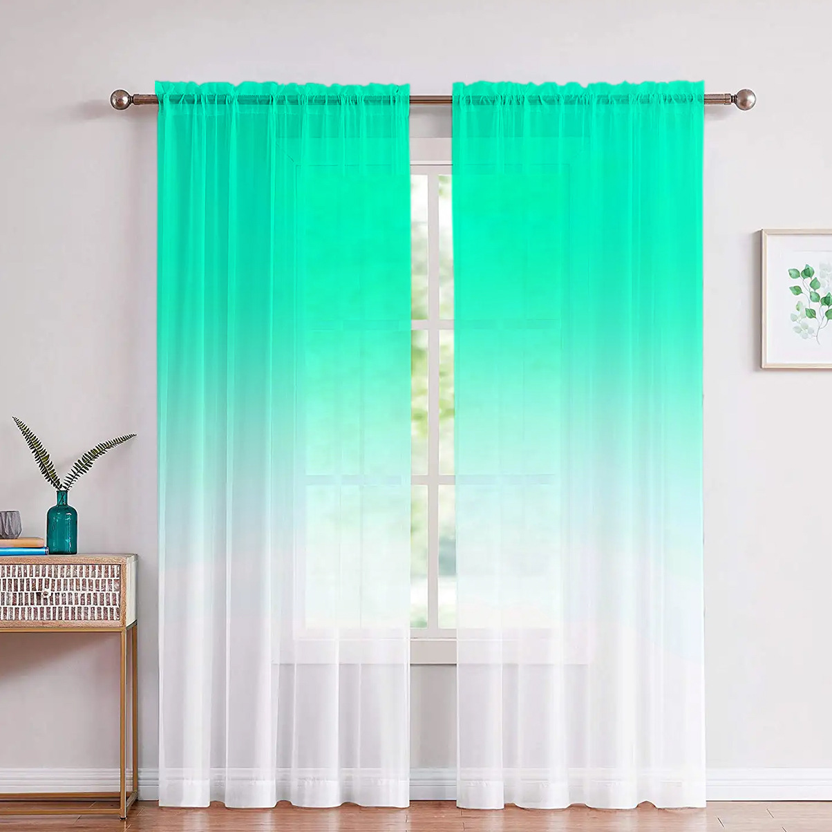 Supports Jit Delivery, Cross-Border Factory Direct Sales, Green Gradient Yarn, Digital Printing Processing of Curtains and Screens