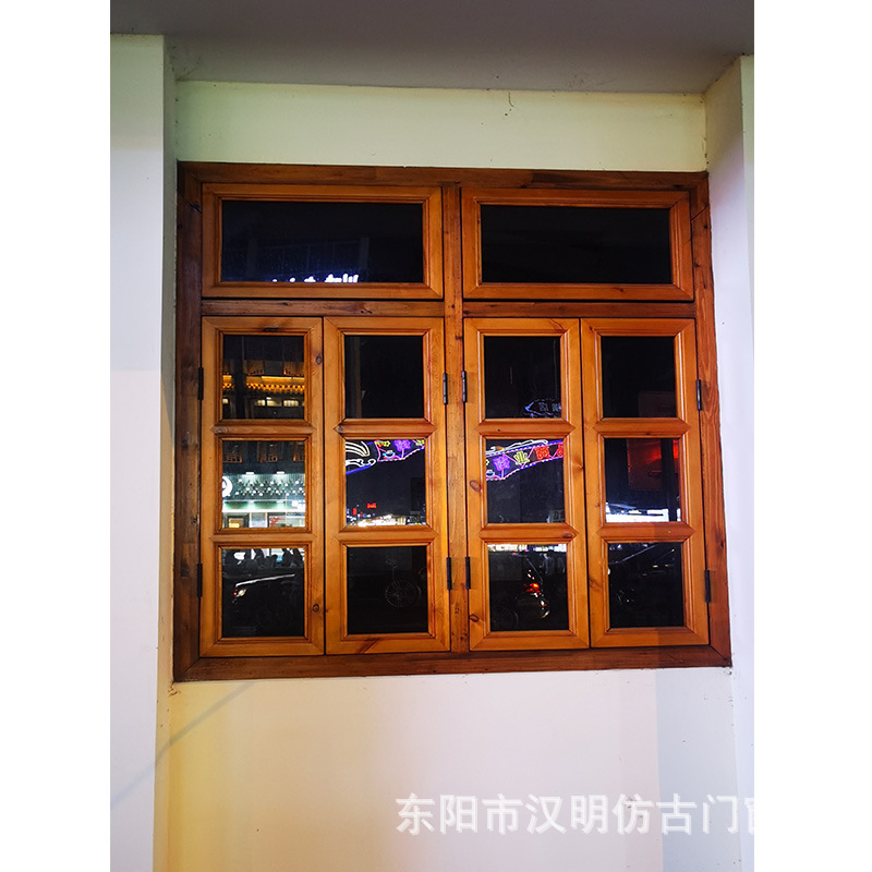 Customized Wooden Simple Windows Solid Wood Glass Windows Log Windows Double Windows Coffee Shop Bar B&B Popular Garden Windows