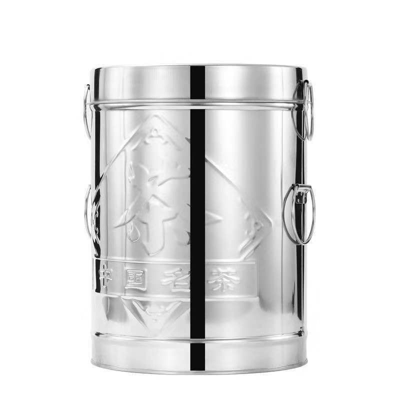 Brilliant manufacturers stainless steel thickened tea barrel Persimmon tea jar tangerine peel storage tank large rice barrel tea set Wholesale