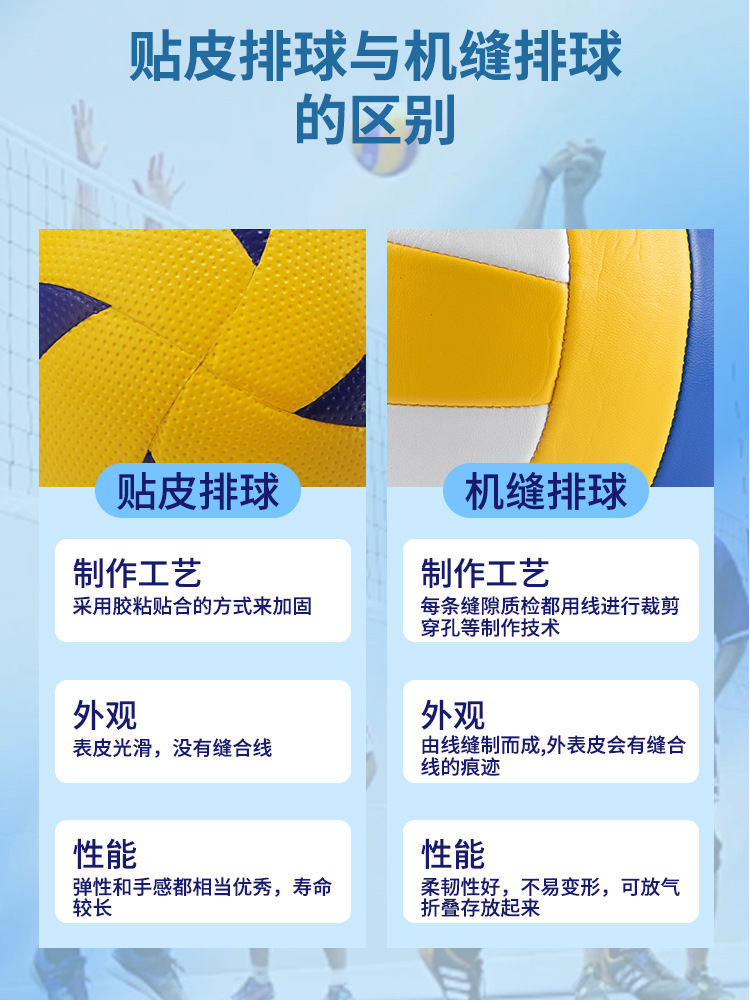 Glued and pasted volleyball No.5 senior high school entrance examination student-specific men's and women's indoor training adult competition non-standard hard row wholesale
