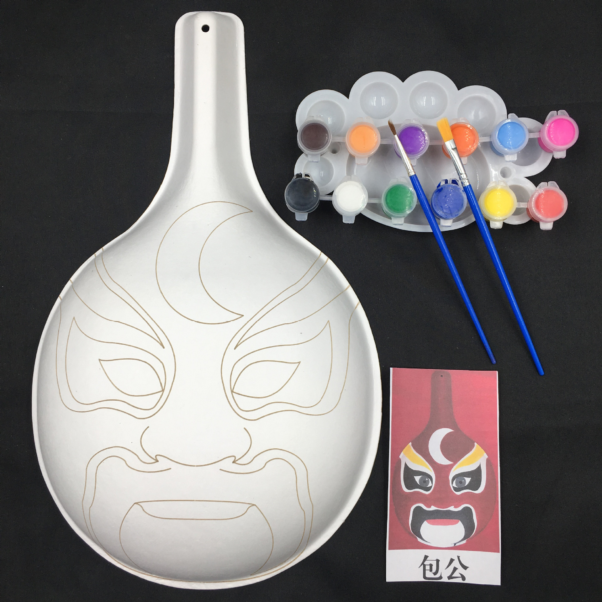 diy hand painting horse spoon gourd with grain DIY facial makeup pulp White billet kindergarten decoration teaching material package