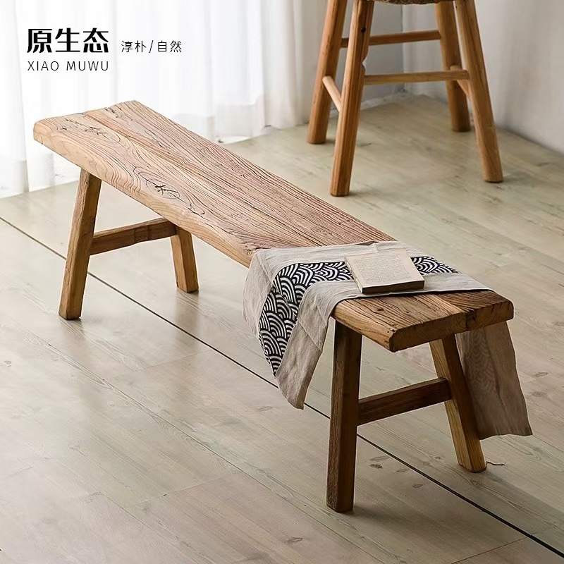 Старая ясеневая длинная скамейка, массивная деревянная ретро скамейка, для дома, в стиле B&B, низкий стул для смены обуви, длинная скамейка для обеденного стола