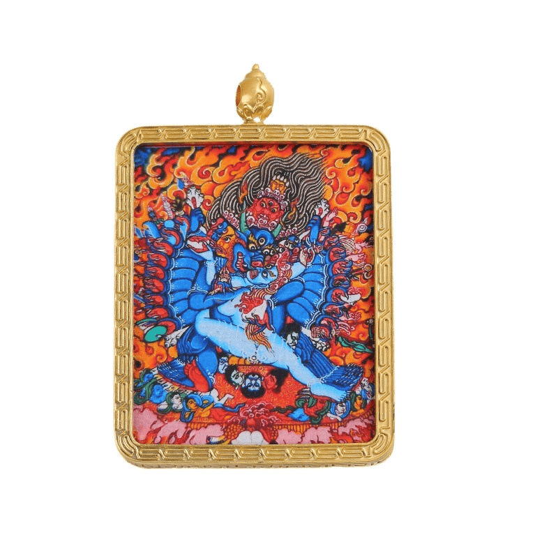 Golden Ganesha Nepalese Thangka Gau Box Pendant Buddha Amulet National Trend Electroplated Portable Tourist Attraction Decoration