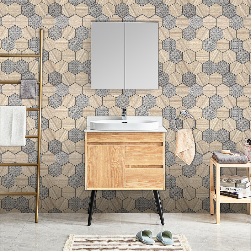 Hexagonal Mosaic Tiles, Aluminum-Plastic Panels, Self-Adhesive, Self-Sticking, Special for Bedroom, Bathroom, Tv Background Wall