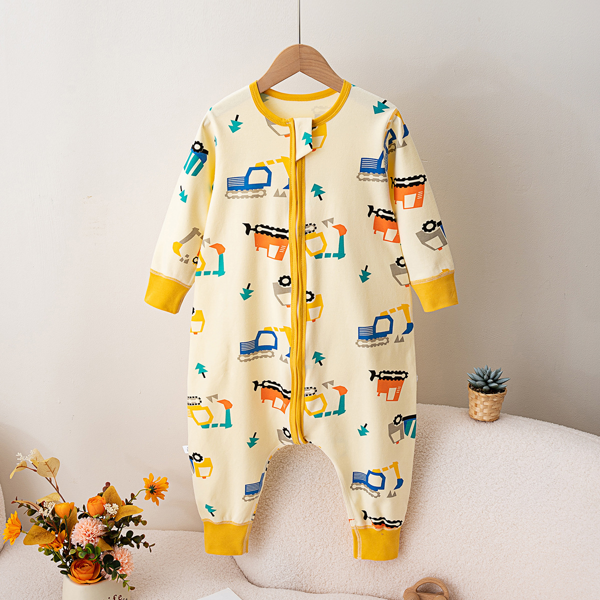 Children's pure cotton sleeping bag children's home nightgown baby cotton wool three-head zipper anti-kick suit supports a generation of hair