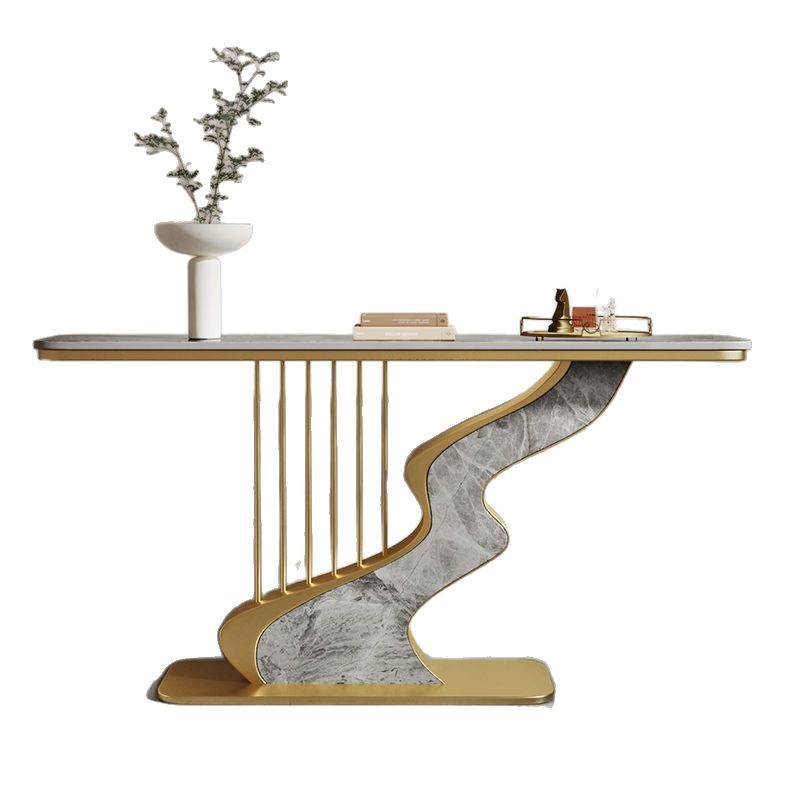 Light Luxury Rock Board Entrance Table Wall Creative Entrance Table High-end Entrance Hall Entrance Cabinet Corridor Semi-round End View Table