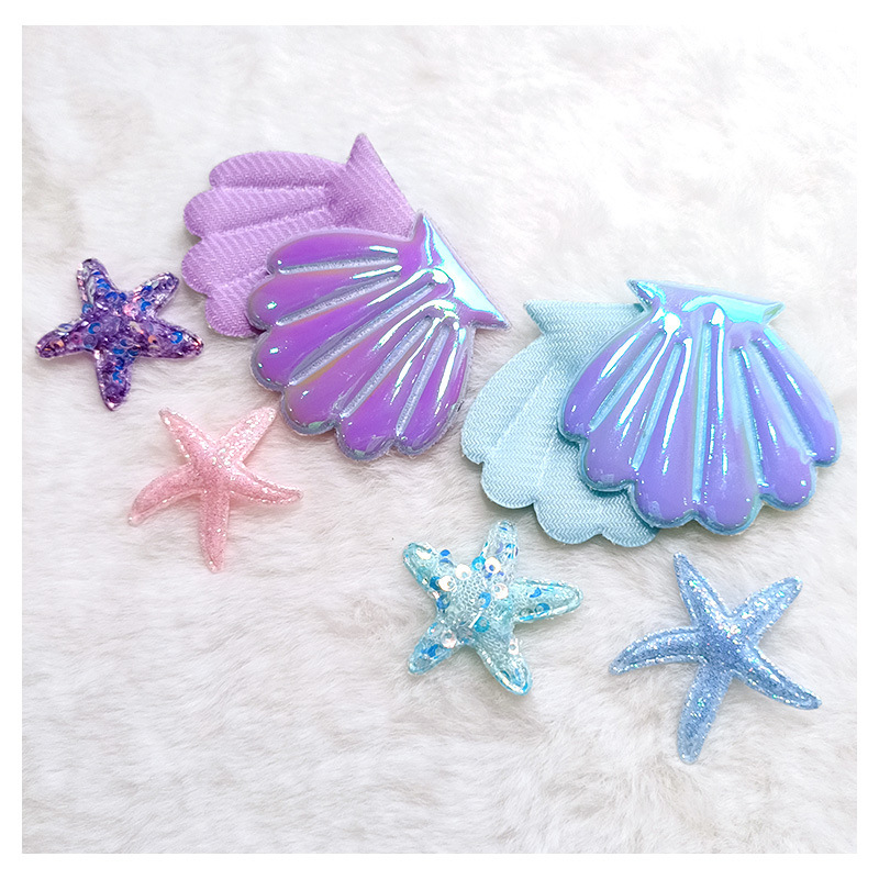 Ocean Series Bright Leather Scallop Fan-Shaped Clothing Accessories DIY Creative Production Accessories Material Package Jewelry Jewelry