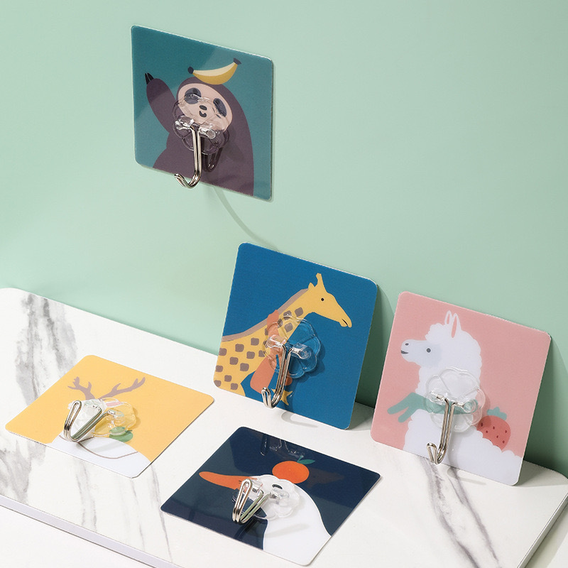 Punch-free Seamless Cartoon Flower Hook Household Strong Seamless Sticky Hook Kitchen Bathroom Factory Advertising Pattern