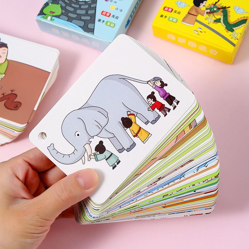 Elementary school children learn cognitive toys idiom card people teach interesting cards see pictures guess idioms 56 pieces