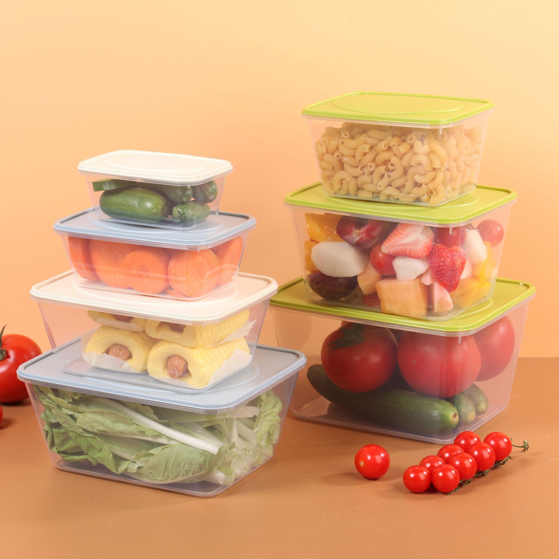 Plastic crisper microwave lunch box vegetable and fruit storage box takeaway lunch box wholesale plastic box suit