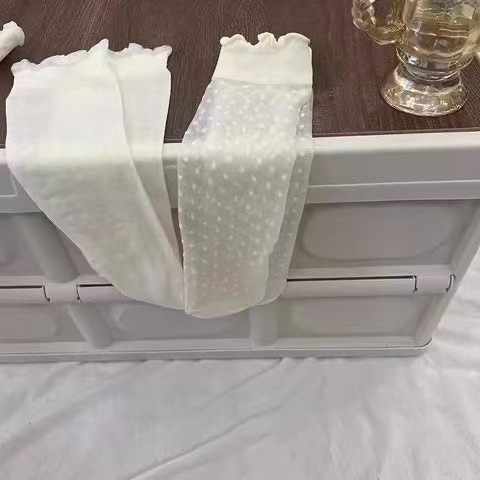 Summer Thin Ice Silk Women's Socks Lolita Princess Fairy Pile Socks Cute Lace Polka Dot Stockings Summer Stockings