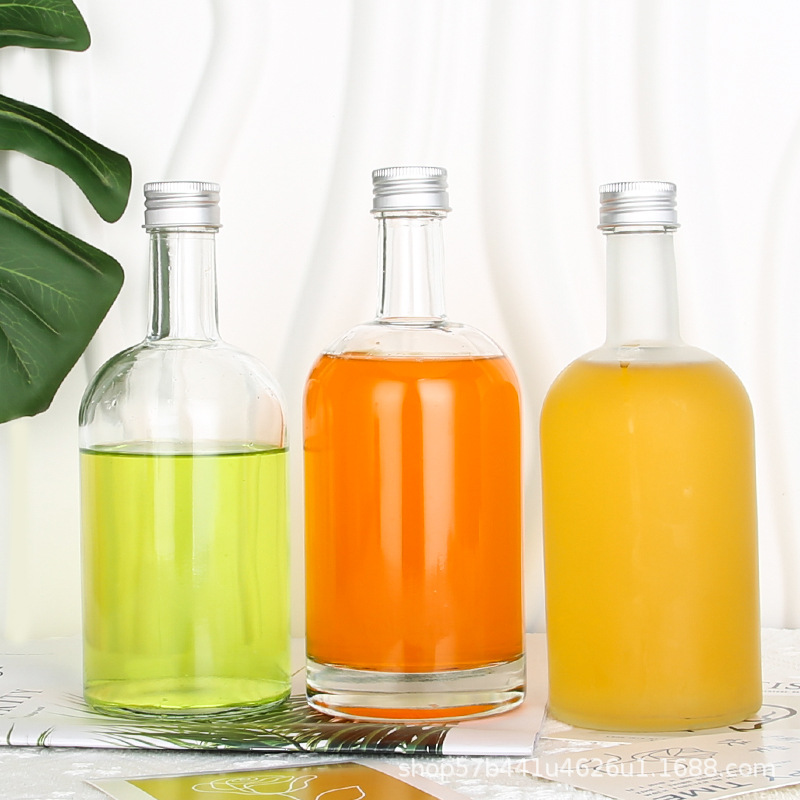 330ml sealed fruit wine bottle transparent glass beverage bottle brewed wine bottle 500ml frosted split wine bottle