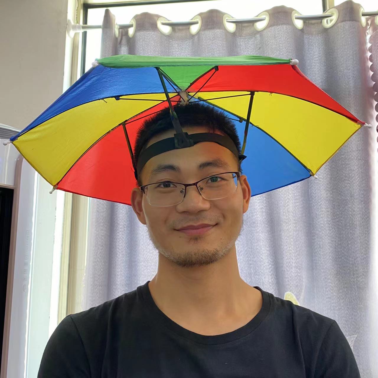 Lightweight Sunny Umbrella Hat Umbrella Head Wearing Umbrella Elastic Band Umbrella Hat Outdoor Rainbow Watermelon Color Striped Fishing Umbrella Wholesale