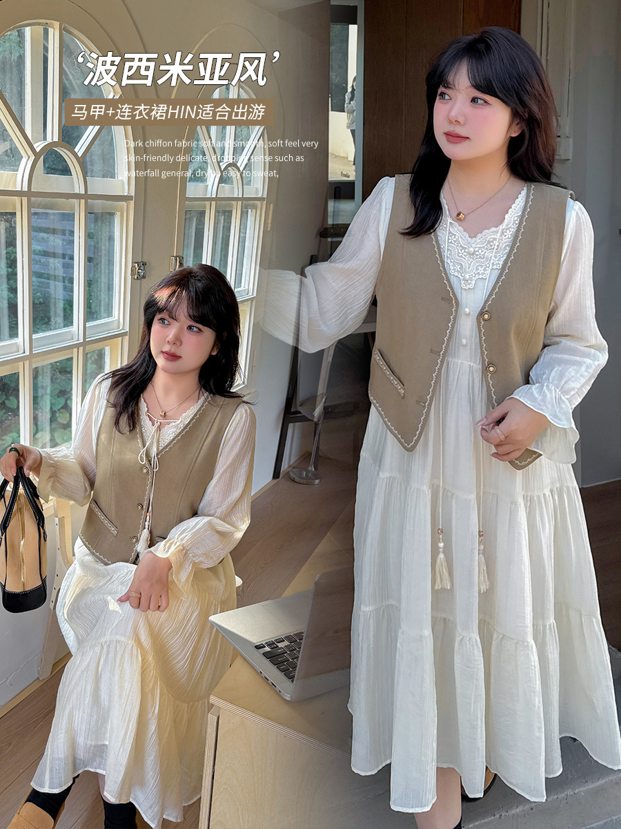 бохо платье-жилет, новый французский комплект для чаепития 2025 121948T21