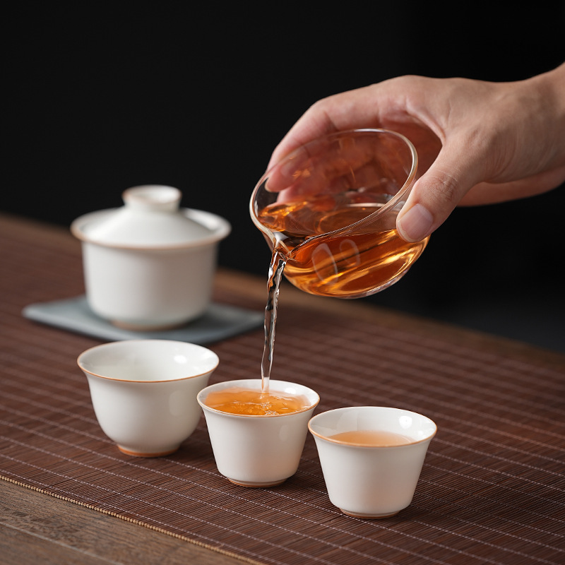 Plant Gray Portable Travel Tea Set Outdoor Tea Drinking Ceramic Quick Cup Business Event Companion Gift Logo