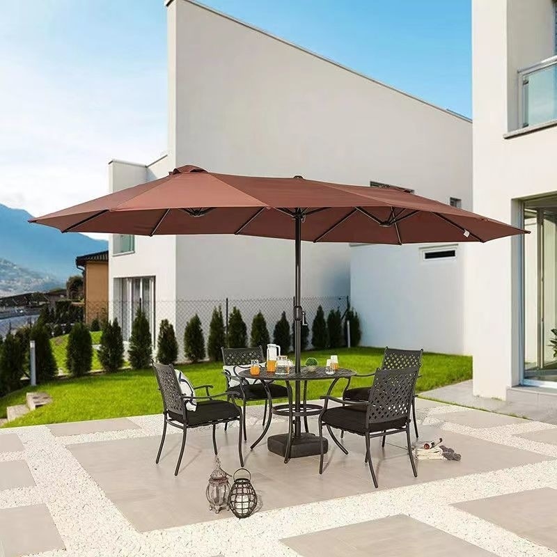 Outdoor Parasol Three-Head Umbrella Double-Head Stall Umbrella Courtyard Umbrella Park Terrace Balcony Camping Folding Dual-Purpose