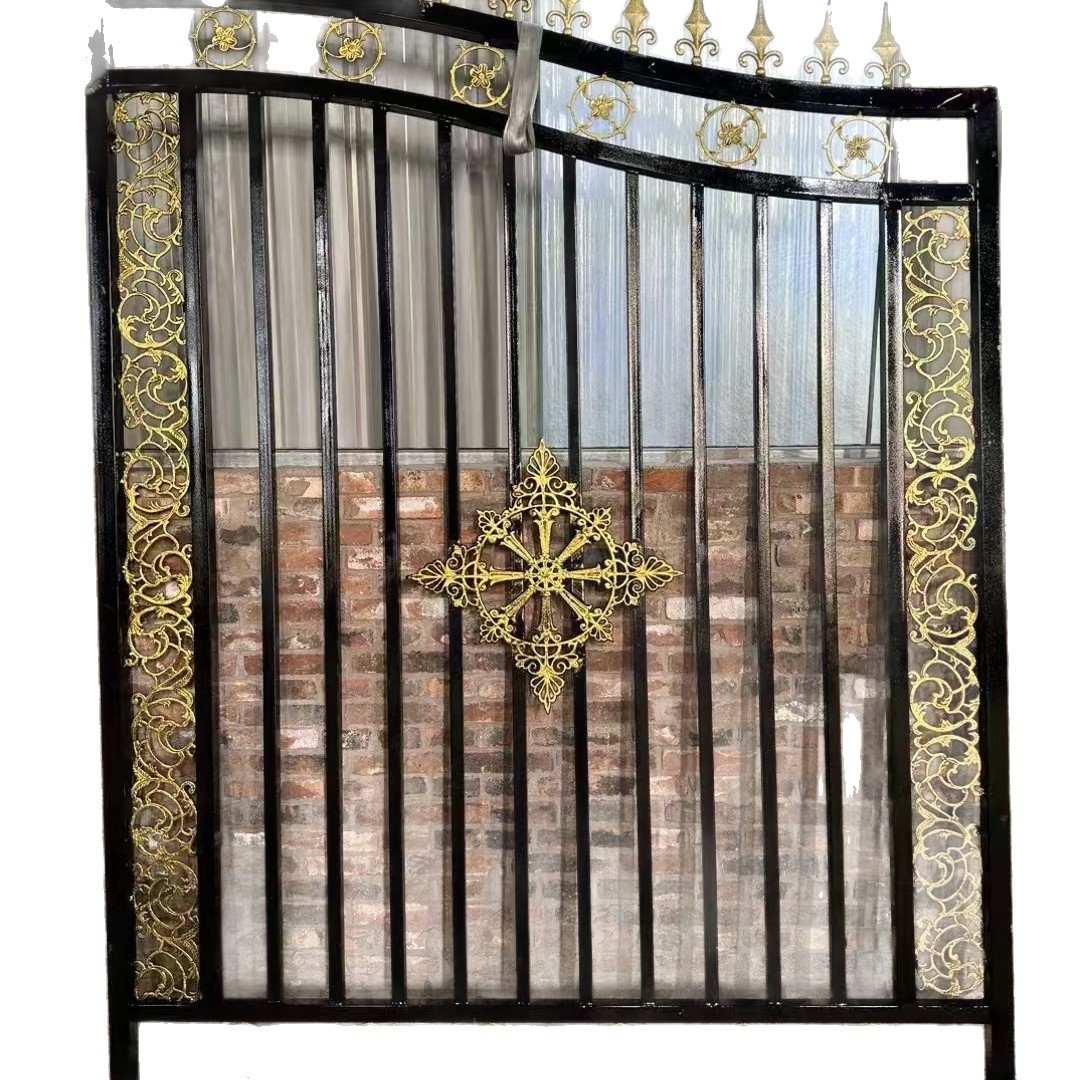 Villa Courtyard Gate European-Style Wrought Iron Gate Retro Iron Gate Multi-Specification Factory Area Double-Door Wrought Iron Gate