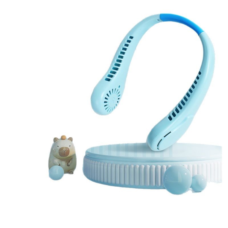 Cross-Border New Hanging Neck Fan USB Charging Portable Mini Folding Outdoor Artifact Wholesale Leafless Small Fan