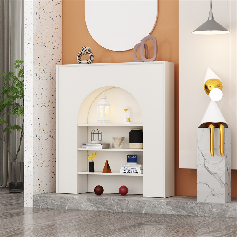 Living Room Decorative Cabinet Anti-Real Fireplace Cabinet B&B Simple White Decorative Cabinet Storage Rack Display Cabinet Cave Entrance Hall Poly