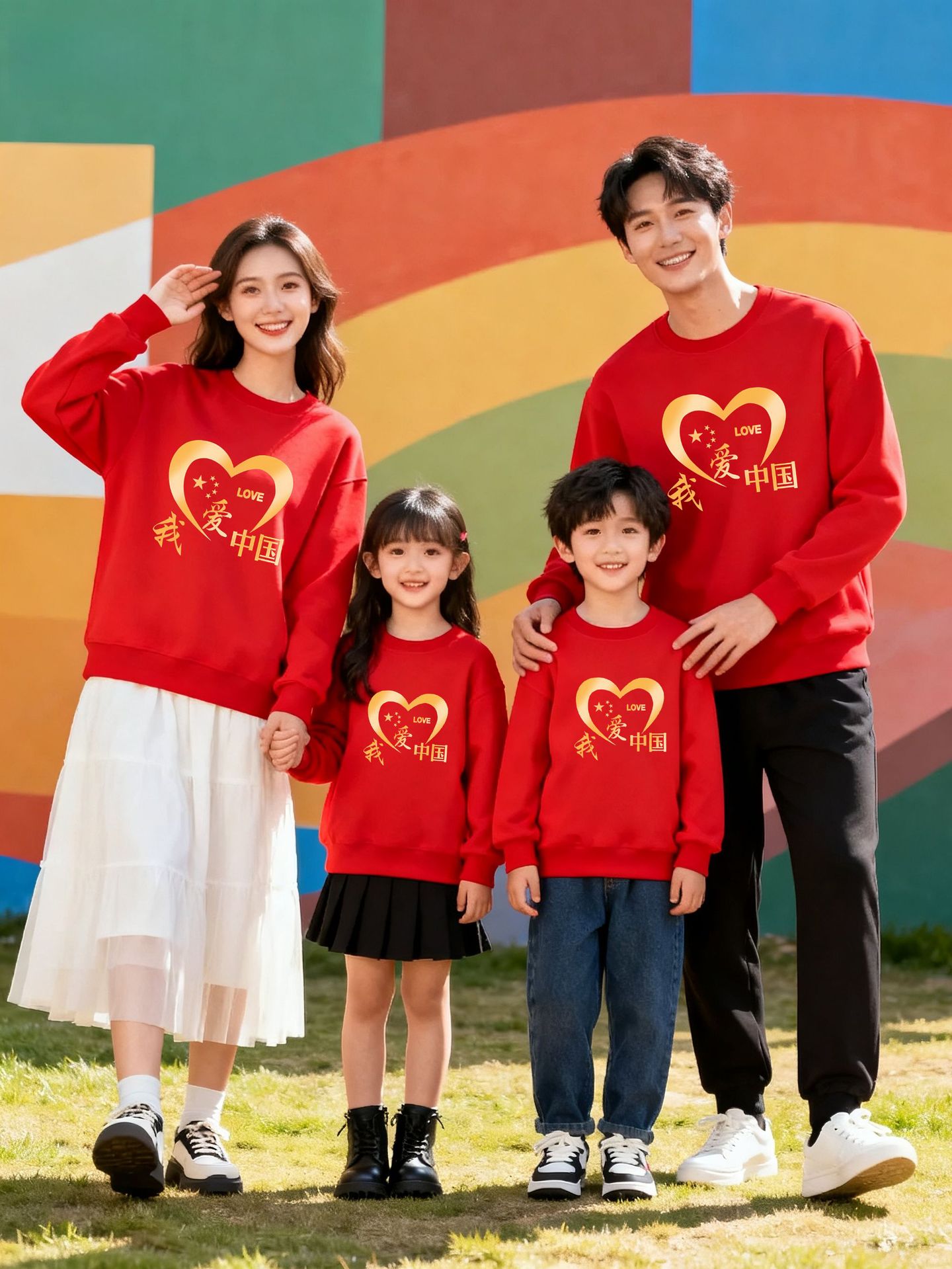 MANHAGU/Manha Valley Я люблю Китай Красный флисовый свитер Свободная группа Новогодняя классная одежда Праздничный худи Тренд