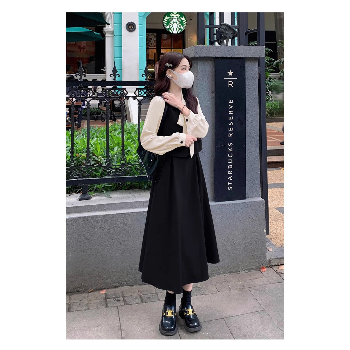 2025 Autumn Plus Size Women's Clothing for Fat mm Slimming Look Belly-Covering Dress New Style Fashionable Korean Style Splicing Fake Two Pieces