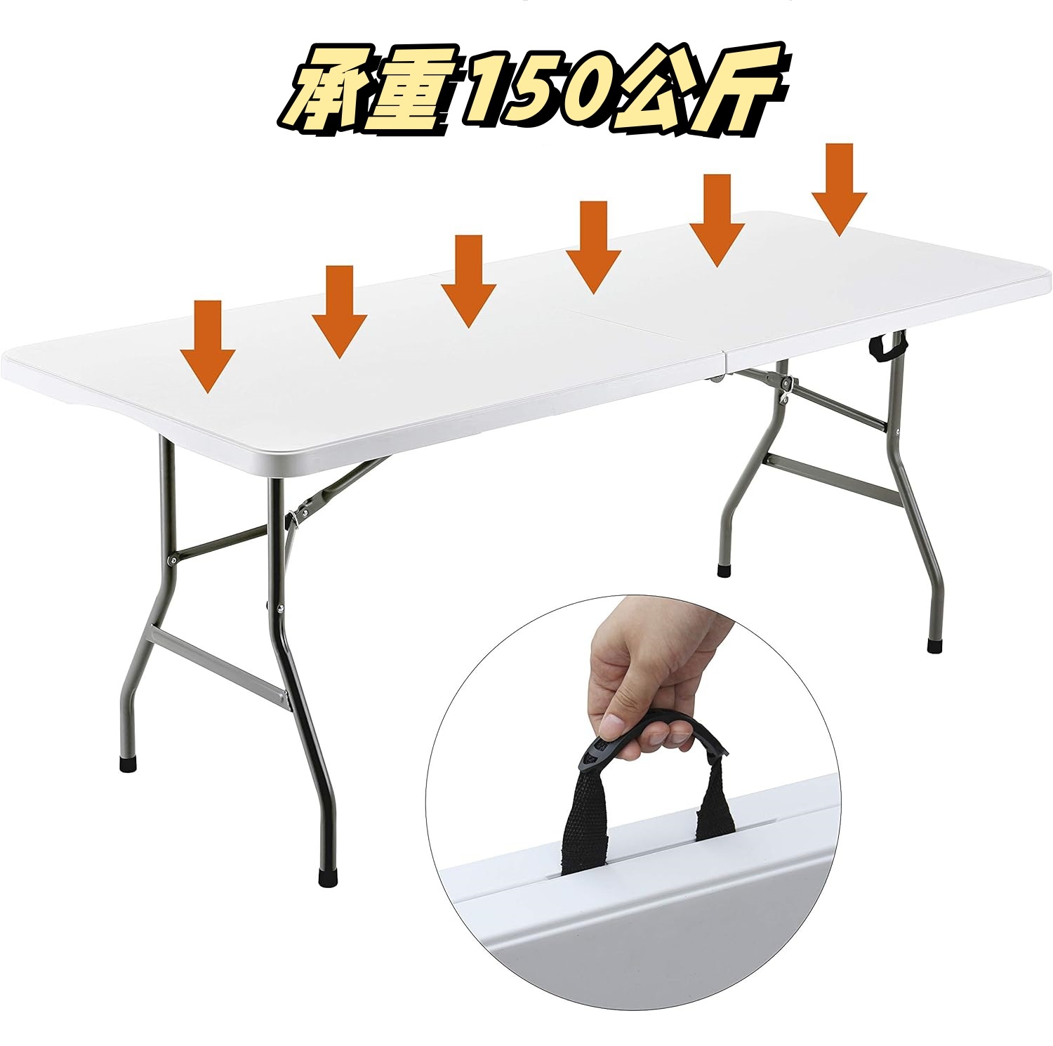 Blow Molding Folding Table Plastic Table Outdoor Folding Table and Chairs Household Stall Simple Portable Lifting Table Round Long Stool