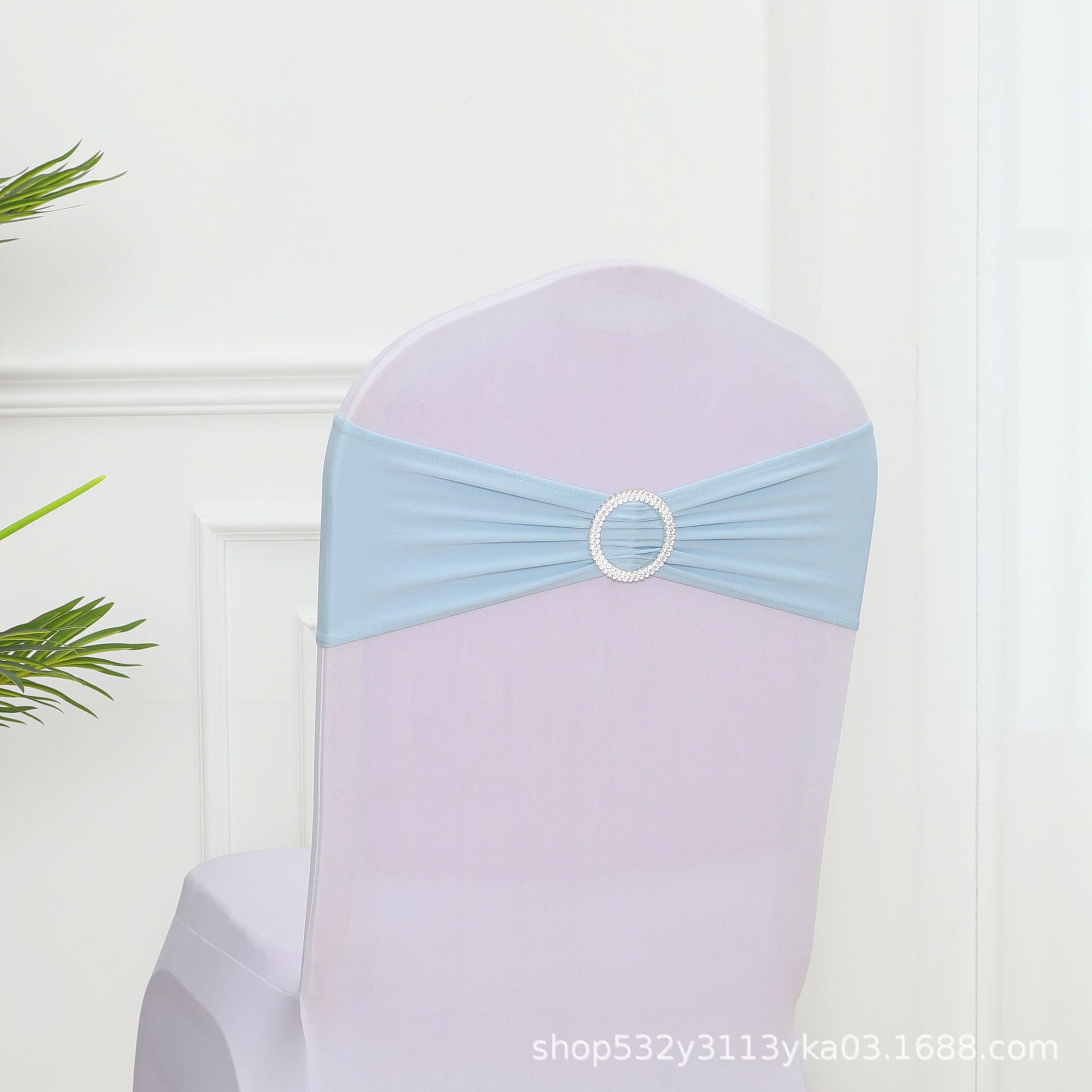 Chair Back Flower Elastic Chair Cover Bow Banquet Chair Back Decoration Free Wedding Ribbon Wedding Hotel Ribbon Strap