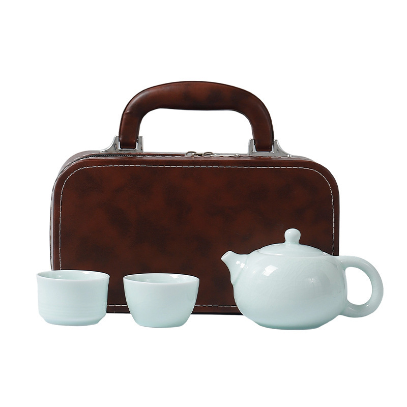 Ceramic Travel Tea Set suit Outdoor Portable Express One Pot Two Cups Dragon Boat Festival Company Annual Meeting Accompanying Gift