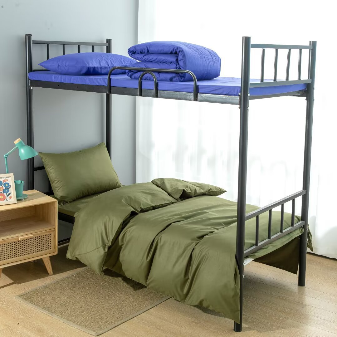 Military Training Student Dormitory Bedding Three-Piece Set Customized Thickened Pure Cotton Solid Color Quilt Suitable for Bunk Beds