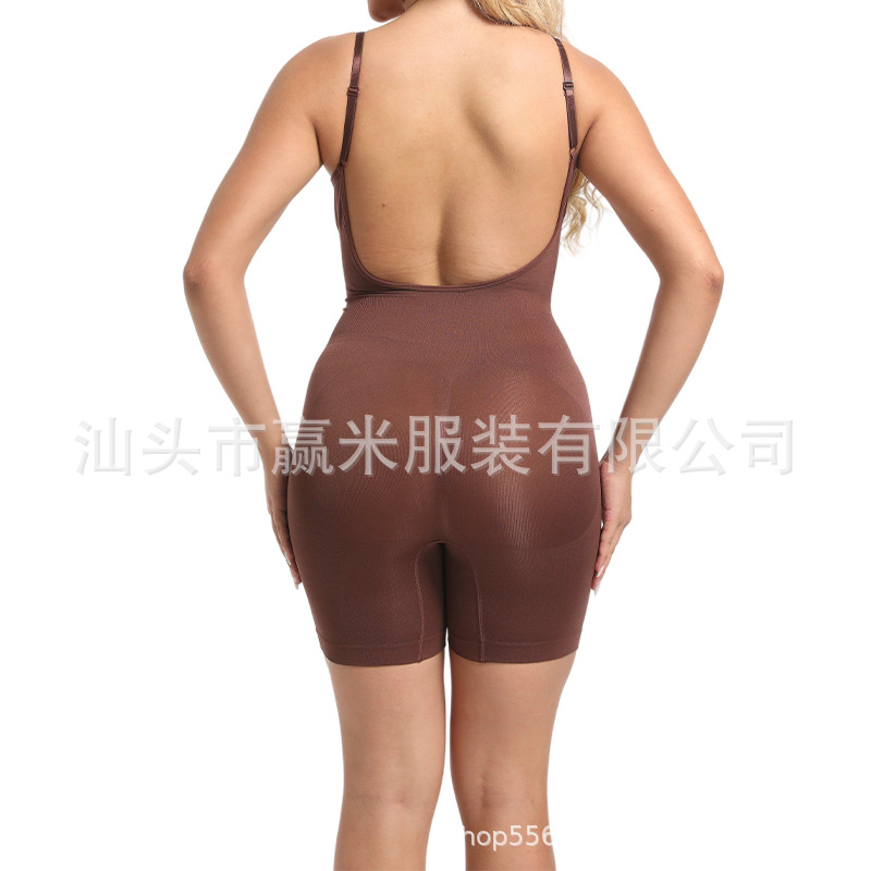 Cross-border seamless cross-border hot selling yoga postpartum hip lifting body shaping belly contracting backless one-piece boxer body shaping underwear