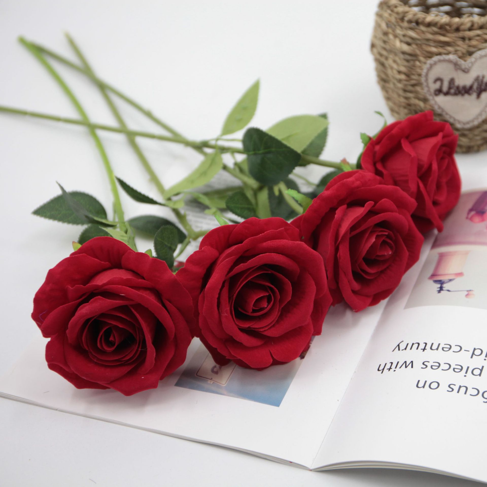 Artificial flannelette rose artificial fake flower Valentine's Day wedding decorative flower rose wall waterfall wholesale