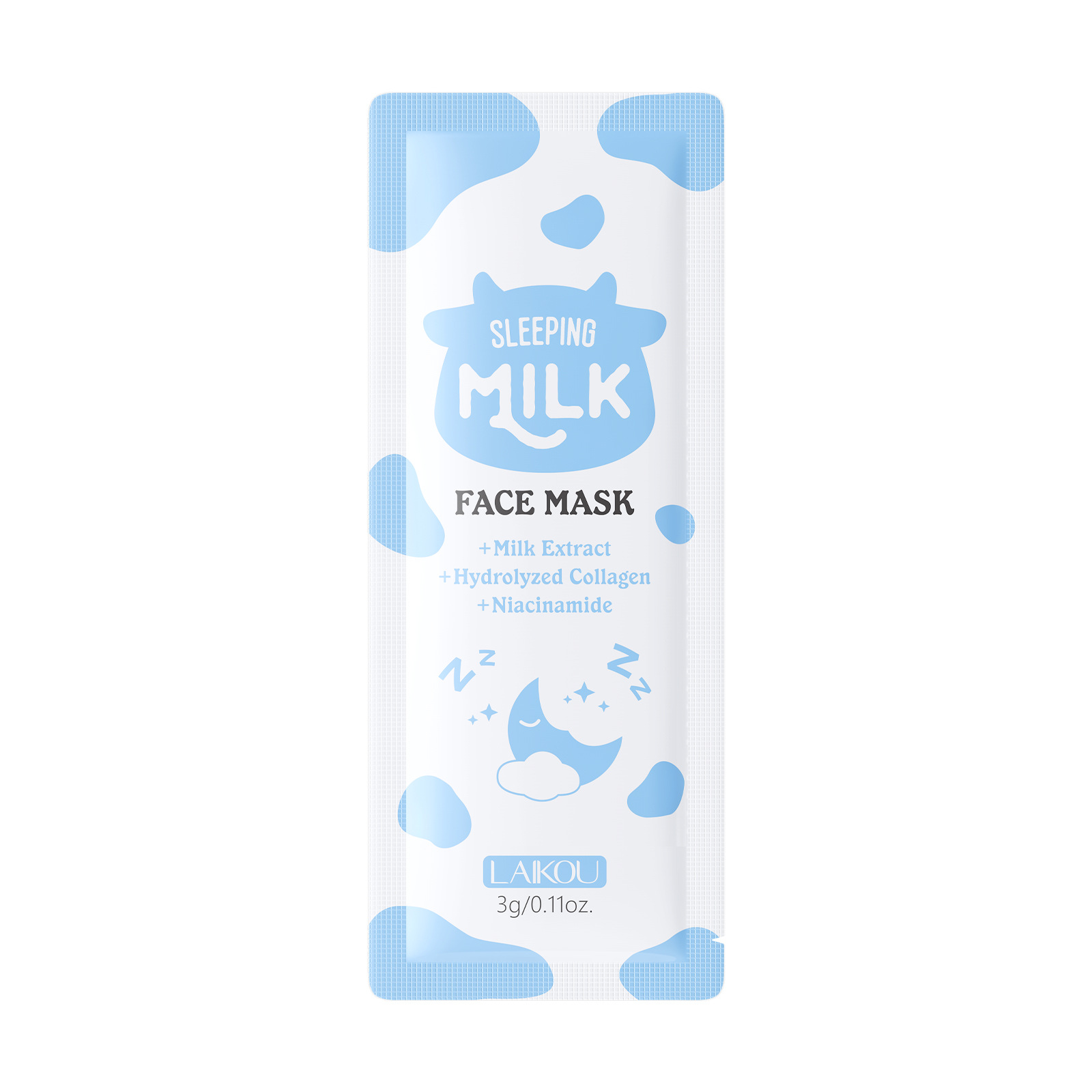 Cross-Border Full English Facial Mask Laikou Milk Sleeping Mask 3g Hydrating and Moisturizing Export Spot Facemask