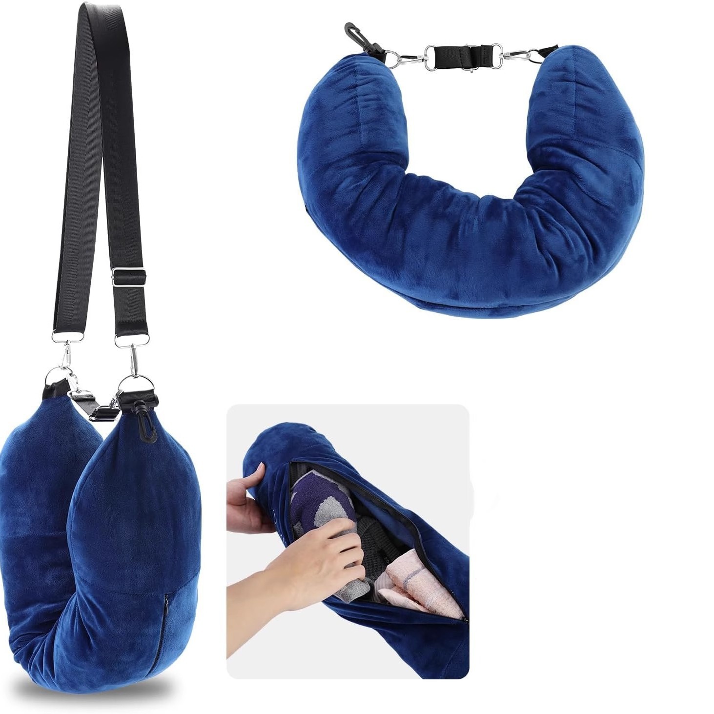 Amazon Cross-Border Best-Selling Travel Neck Pillow Case Storage Bag Portable Explosion-Proof Zipper Bag Airplane Pillow Filled with Clothing