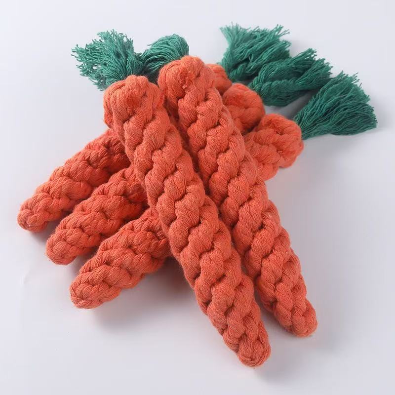 Pet Teething Toy Rope Knot Dog Self-Pleasure Toy Braided Carrot Cotton Rope Bite-Resistant Tooth Cleaning Dog Toy Wholesale