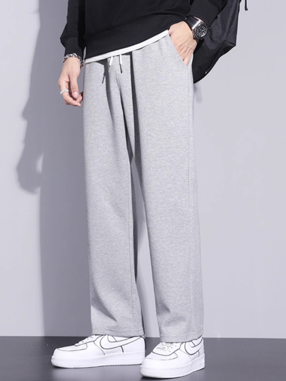 Fall/Winter Casual Pants fleece-lined Sports Pants Loose Pants Boys Wide-leg Pants Winter Sweatpants Straight Pants Men's Pants