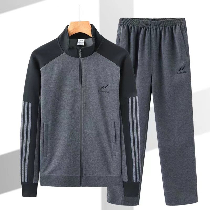 Men's Sports suit Spring and Autumn Casual Sportswear Two-piece Dad's Clothes Middle-aged and Elderly Coat Outdoor Running Clothes
