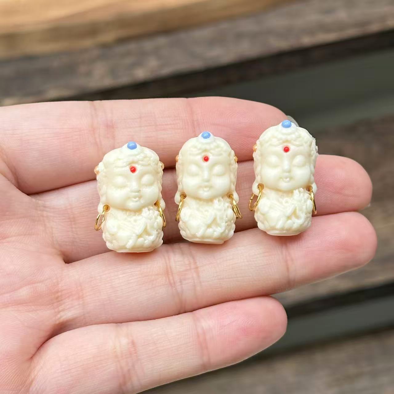 Ivory Fruit Tara Carving with Bead Powder Pressed DIY Bodhi Fruit Bracelet Super Cute Accessories Handheld Accessories for Men and Women