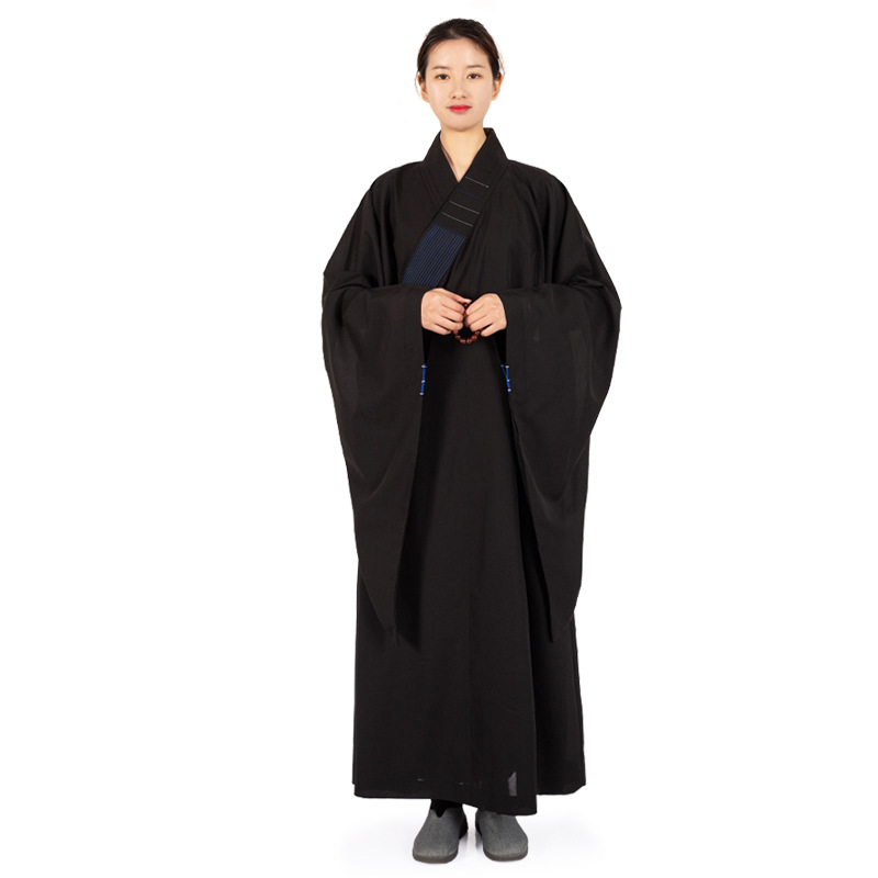 Table hemp fabric Haiqing long coat Buddha clothing for women's long sleeve Haiqing meditation men's monk clothing spring, summer, autumn and winter